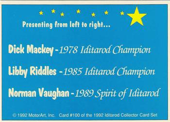 1992 MotorArt Iditarod Sled Dog Race #100 Dick Mackey / Libby Riddles / Norman Vaughan Back